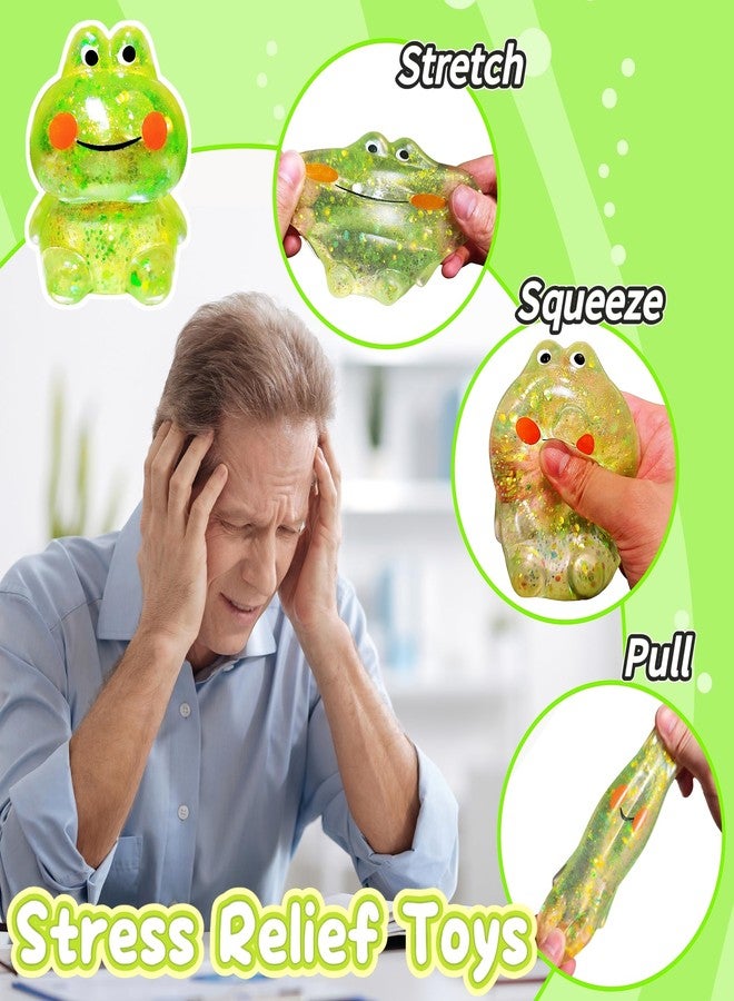 EVDERS 1Pcs Squishy Frog Stress Balls for Adults Maltose Ball Sensory Fidget Toys for Kids, Frog Sugar Ball, Slow-Rise Squishy Sugar Stress Toy, Animal Squeeze Toys (Green) - Image 3